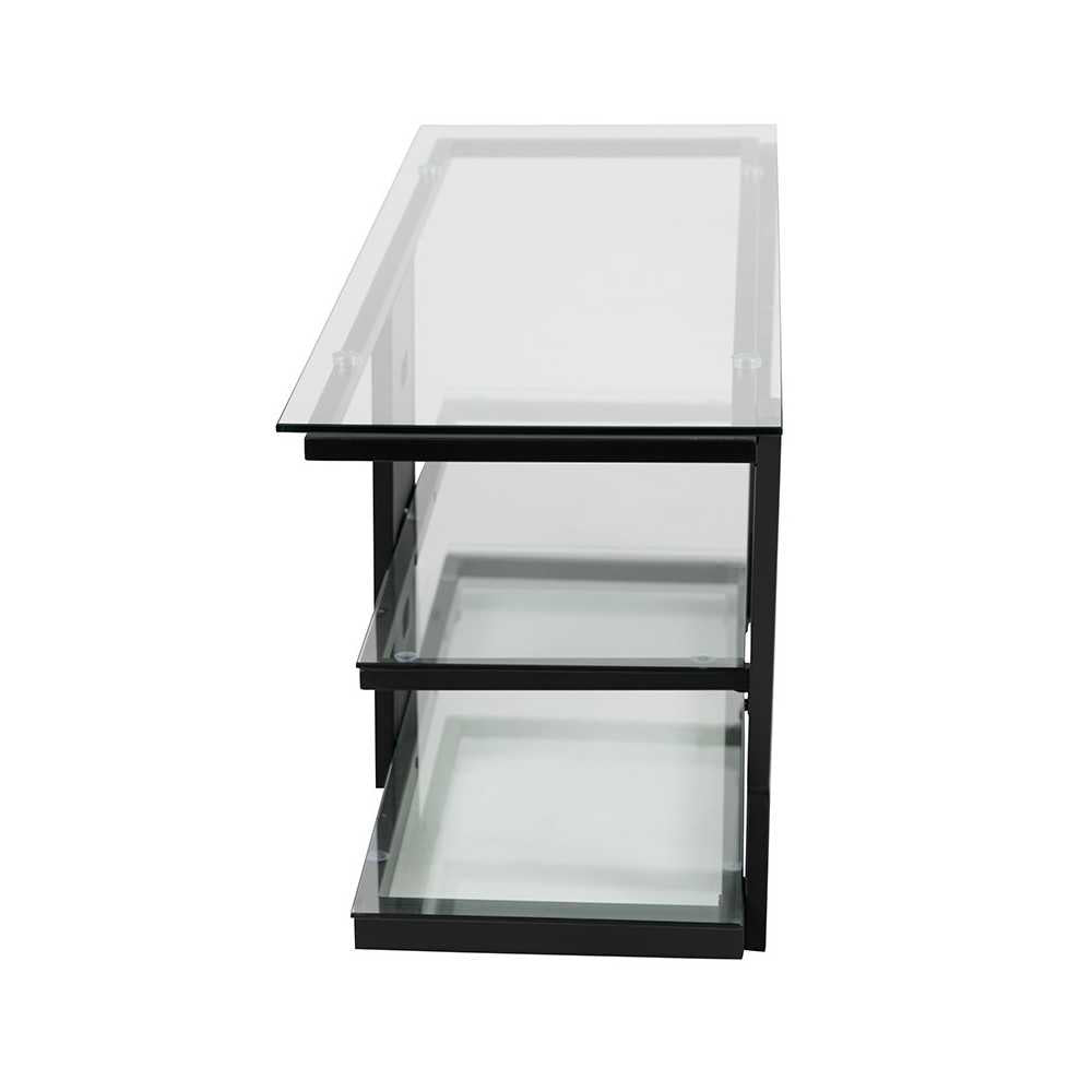 Harbor Hills Glass TV Stand with Black Metal Frame