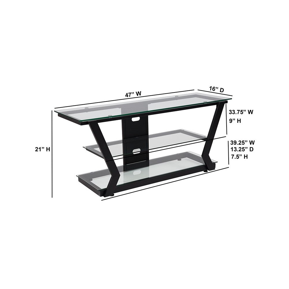 Harbor Hills Glass TV Stand with Black Metal Frame