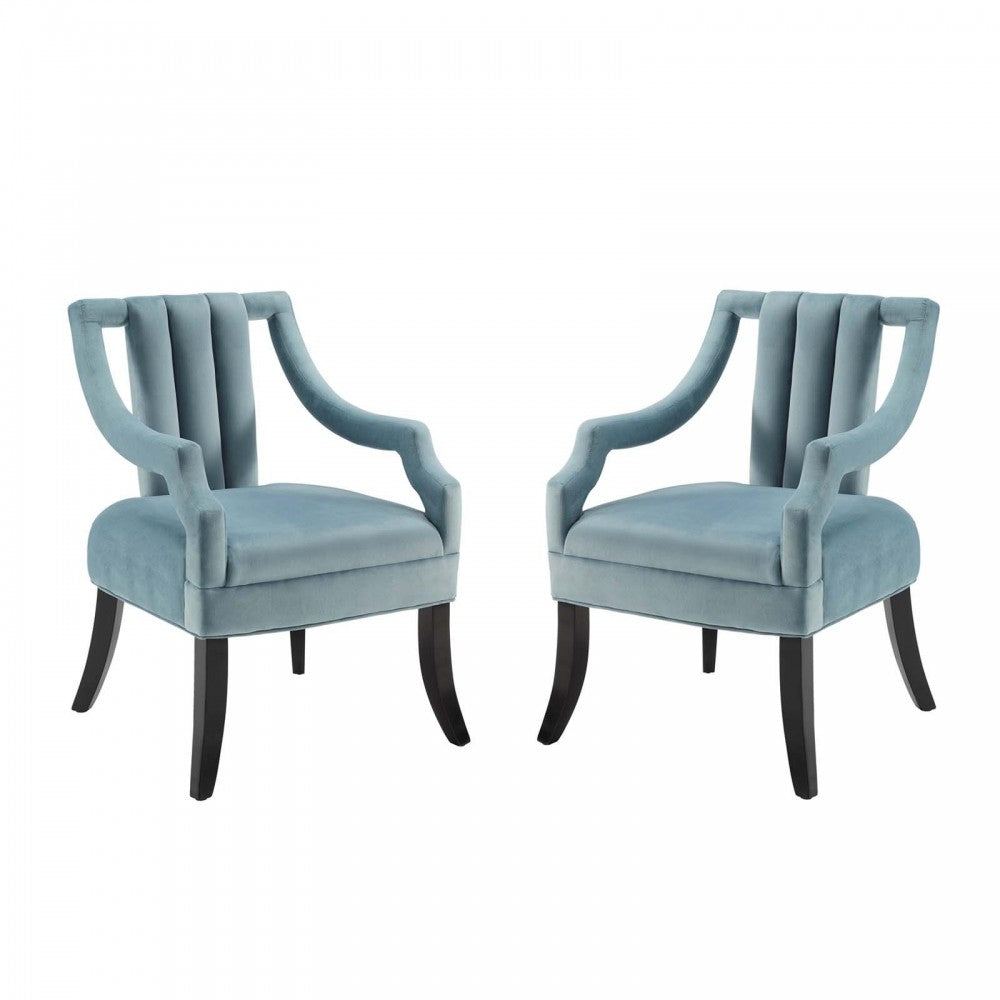 Harken Accent Chair Performance Velvet Set of 2, Light Blue