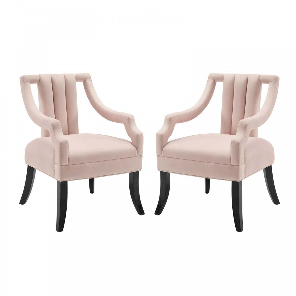 Harken Accent Chair Performance Velvet Set of 2, Pink