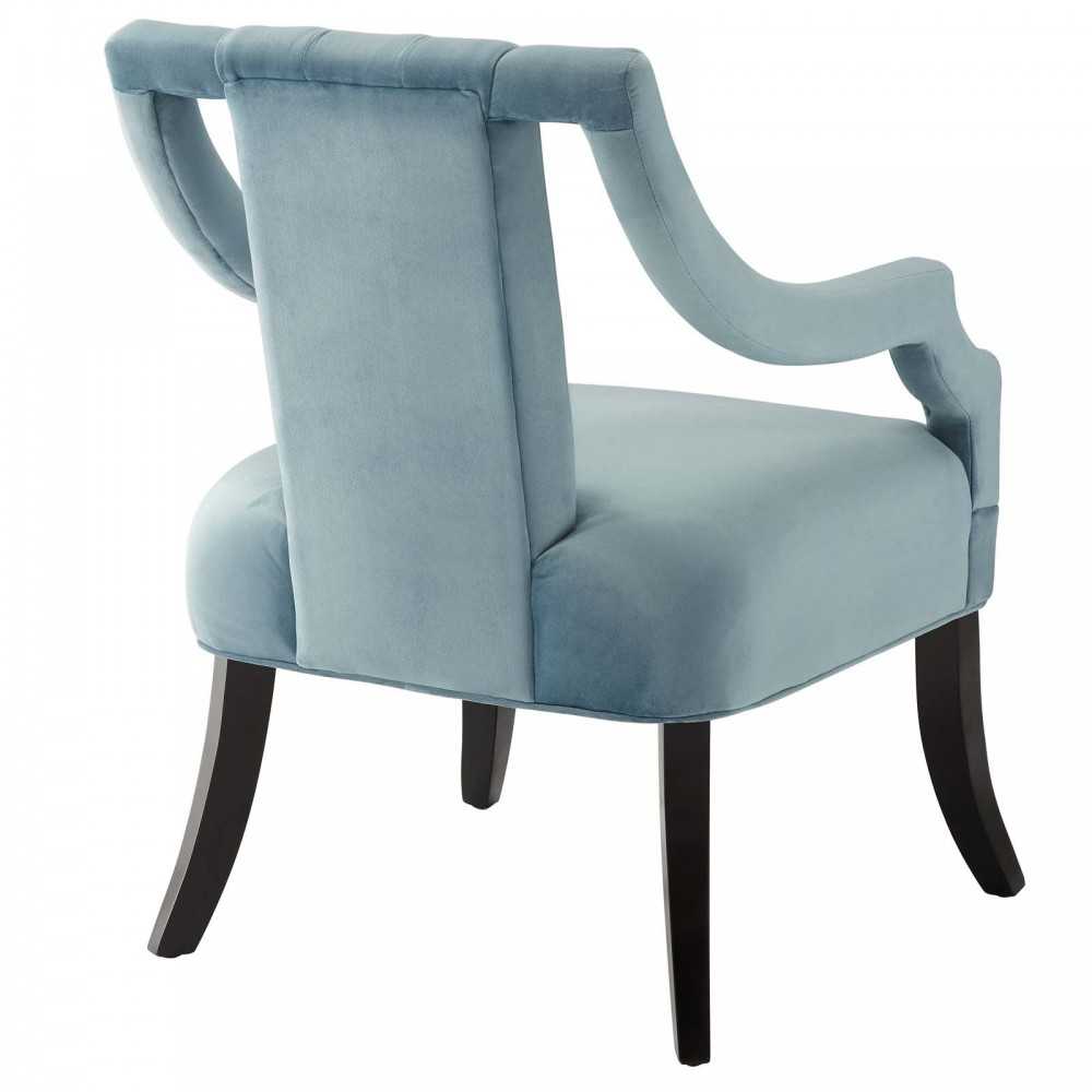 Harken Performance Velvet Accent Chair, Light Blue