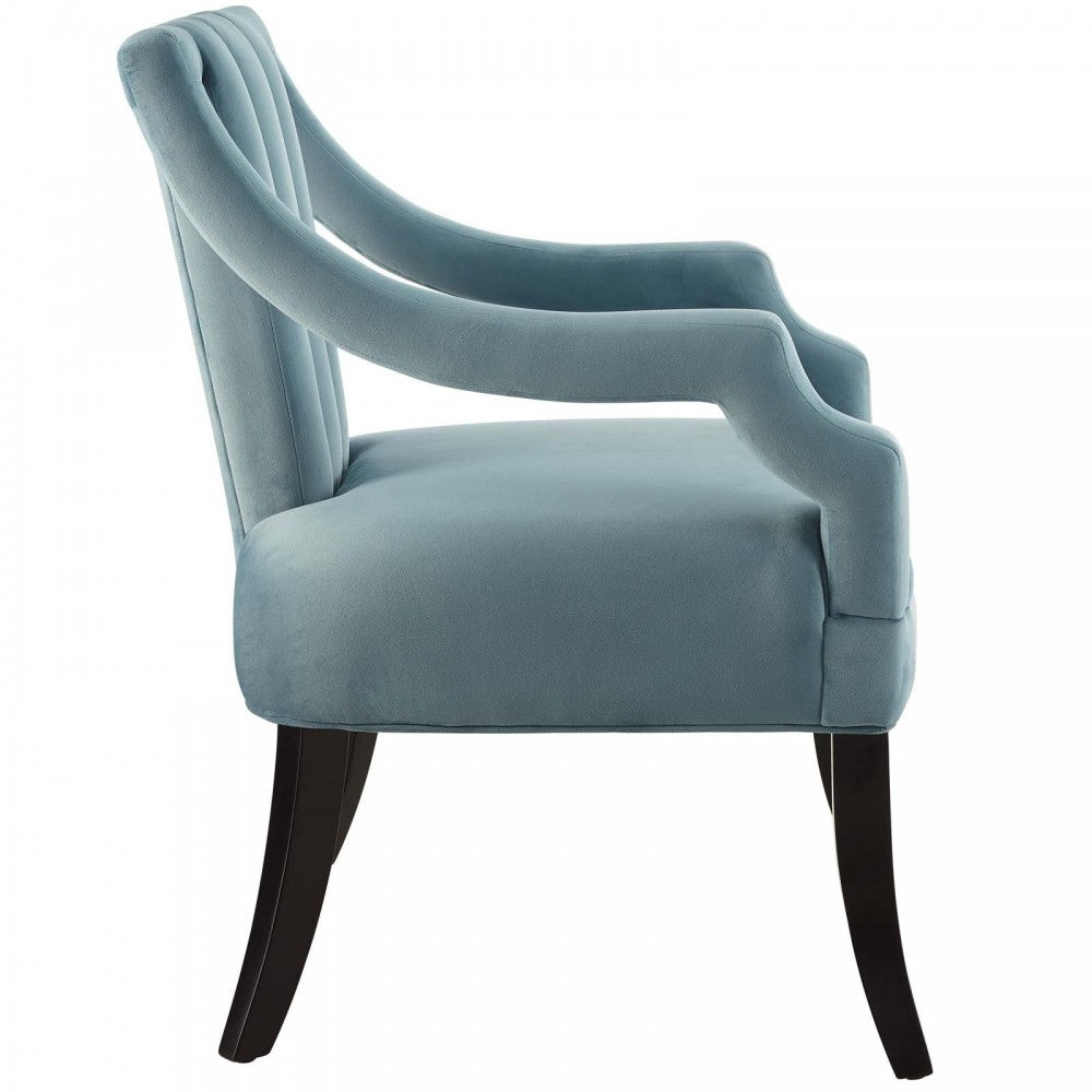 Harken Performance Velvet Accent Chair, Light Blue