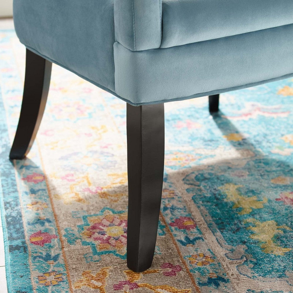 Harken Performance Velvet Accent Chair, Light Blue