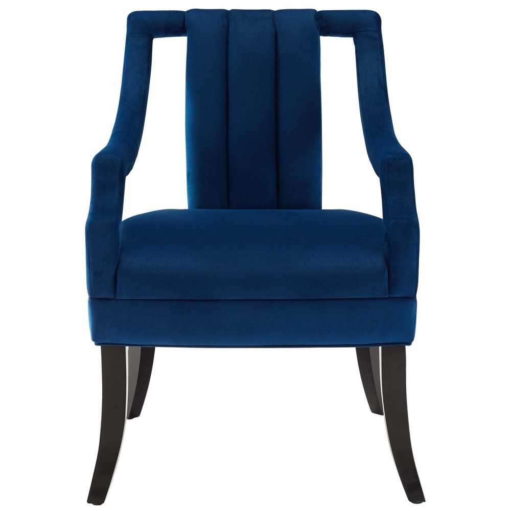 Harken Performance Velvet Accent Chair, Navy