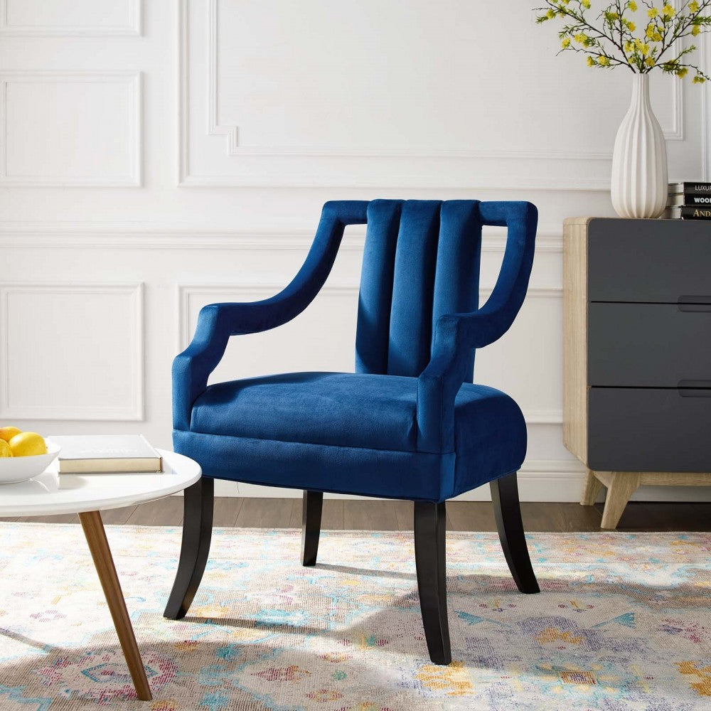 Harken Performance Velvet Accent Chair, Navy