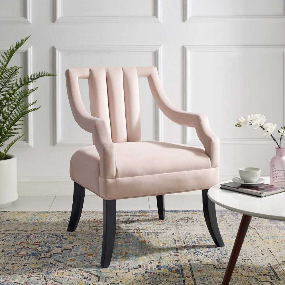 Harken Performance Velvet Accent Chair, Pink