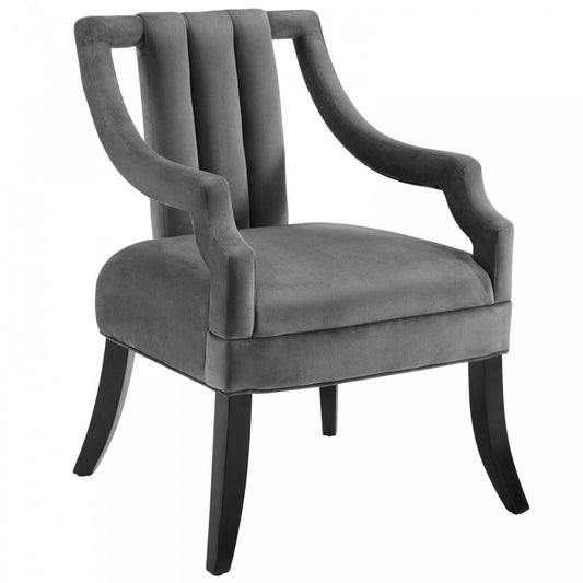 Harken Performance Velvet Accent Chair, Gray