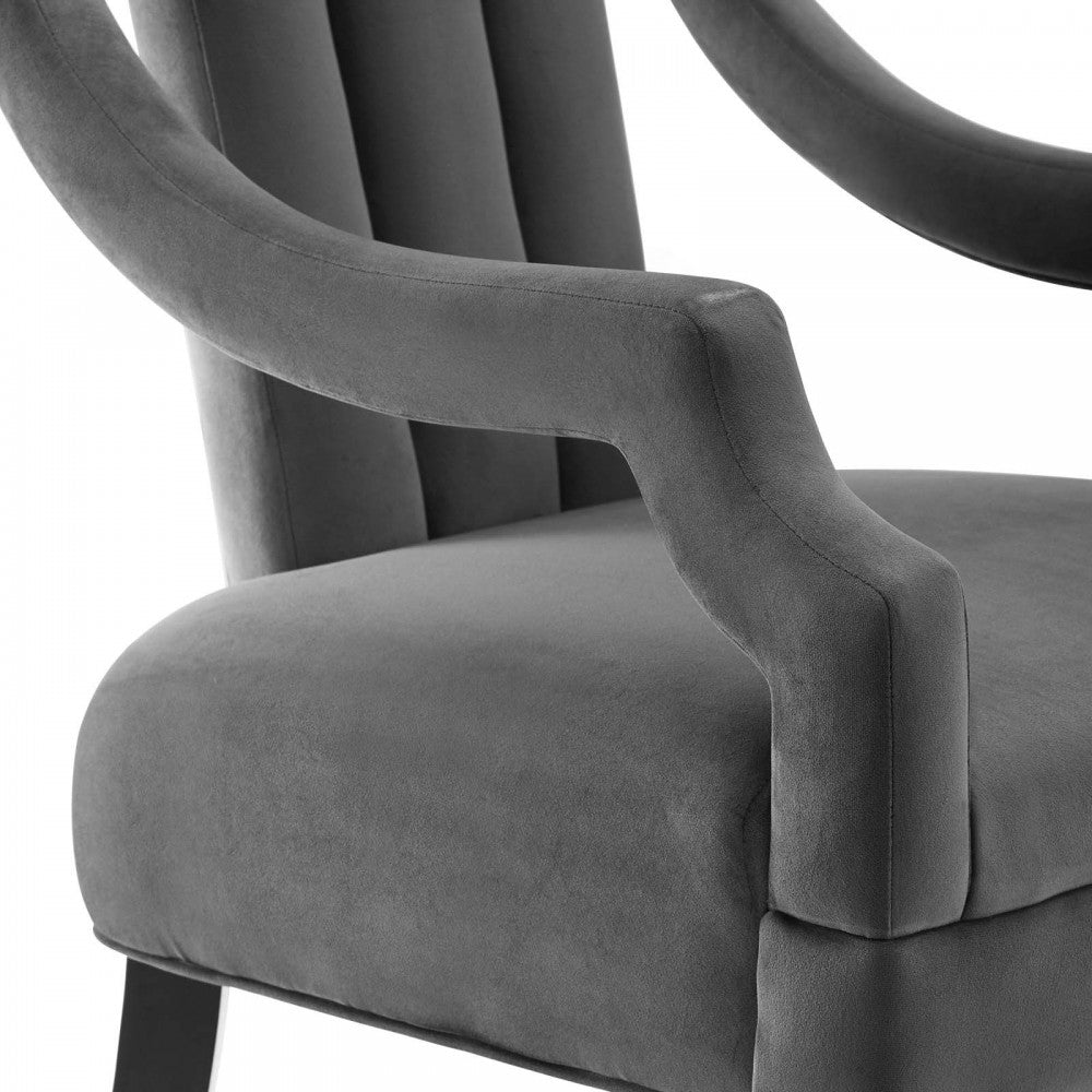 Harken Performance Velvet Accent Chair, Gray