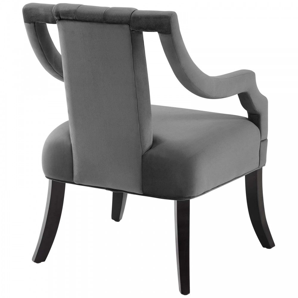 Harken Performance Velvet Accent Chair, Gray