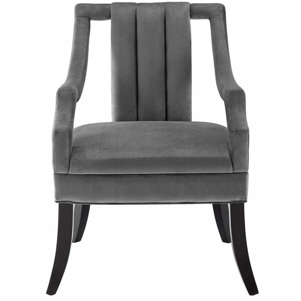 Harken Performance Velvet Accent Chair, Gray