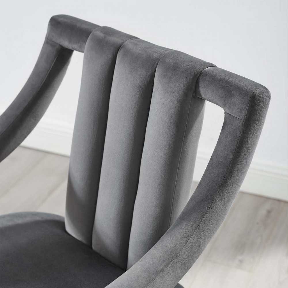 Harken Performance Velvet Accent Chair, Gray