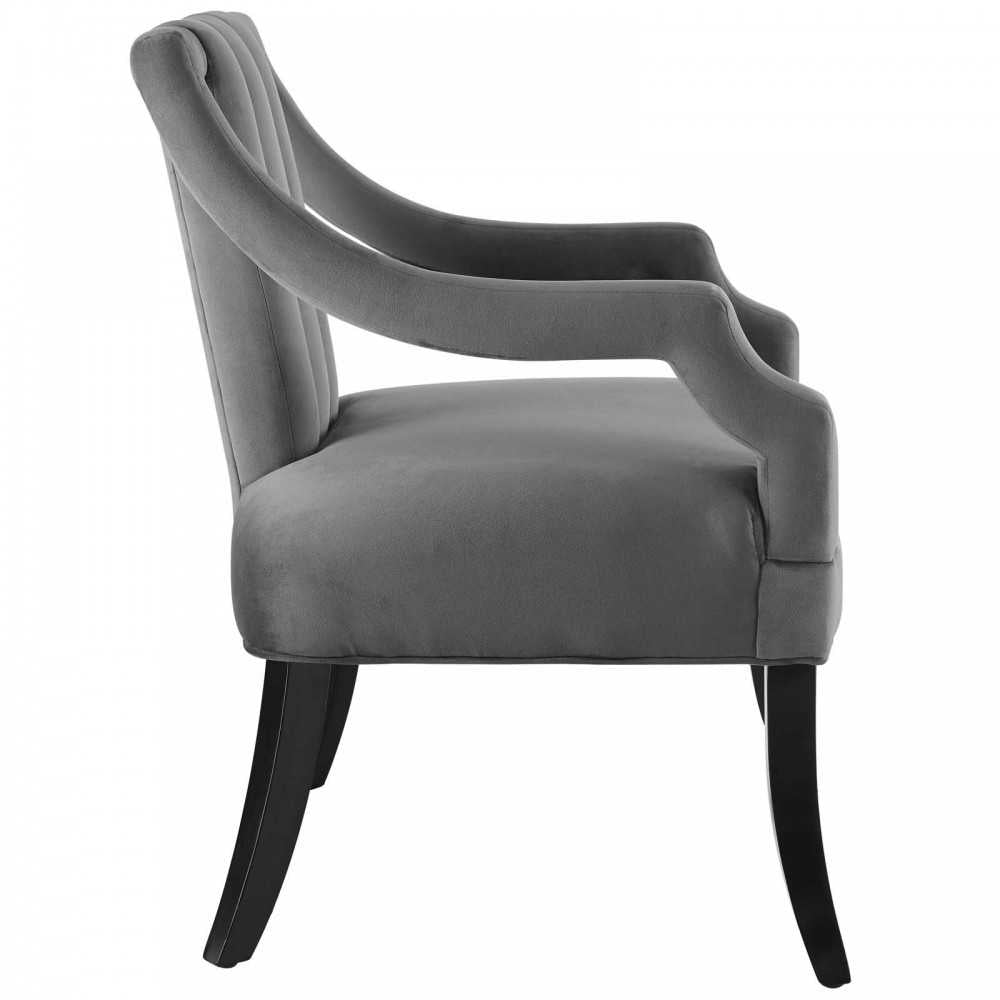 Harken Performance Velvet Accent Chair, Gray