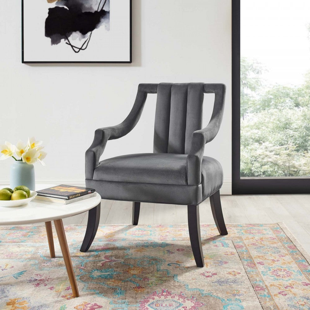 Harken Performance Velvet Accent Chair, Gray