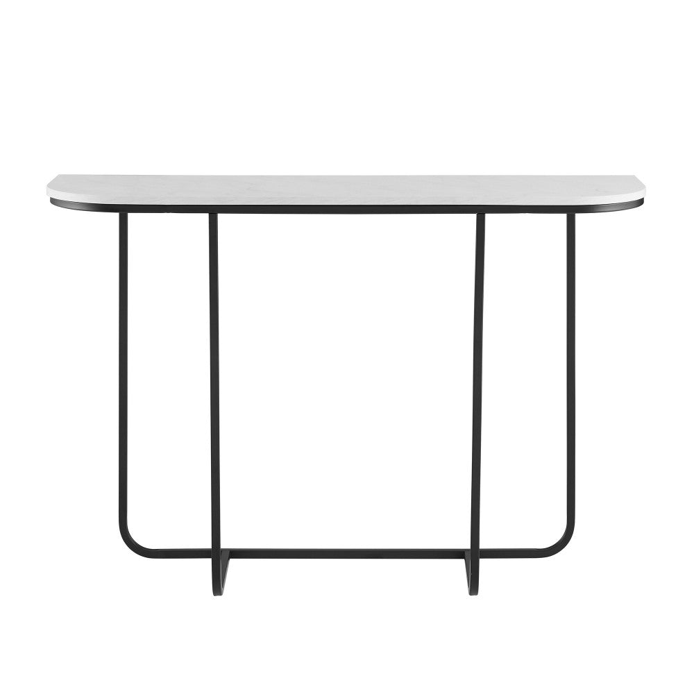 Harley 44" Modern Curved Entry Table - Faux White Marble/Gold