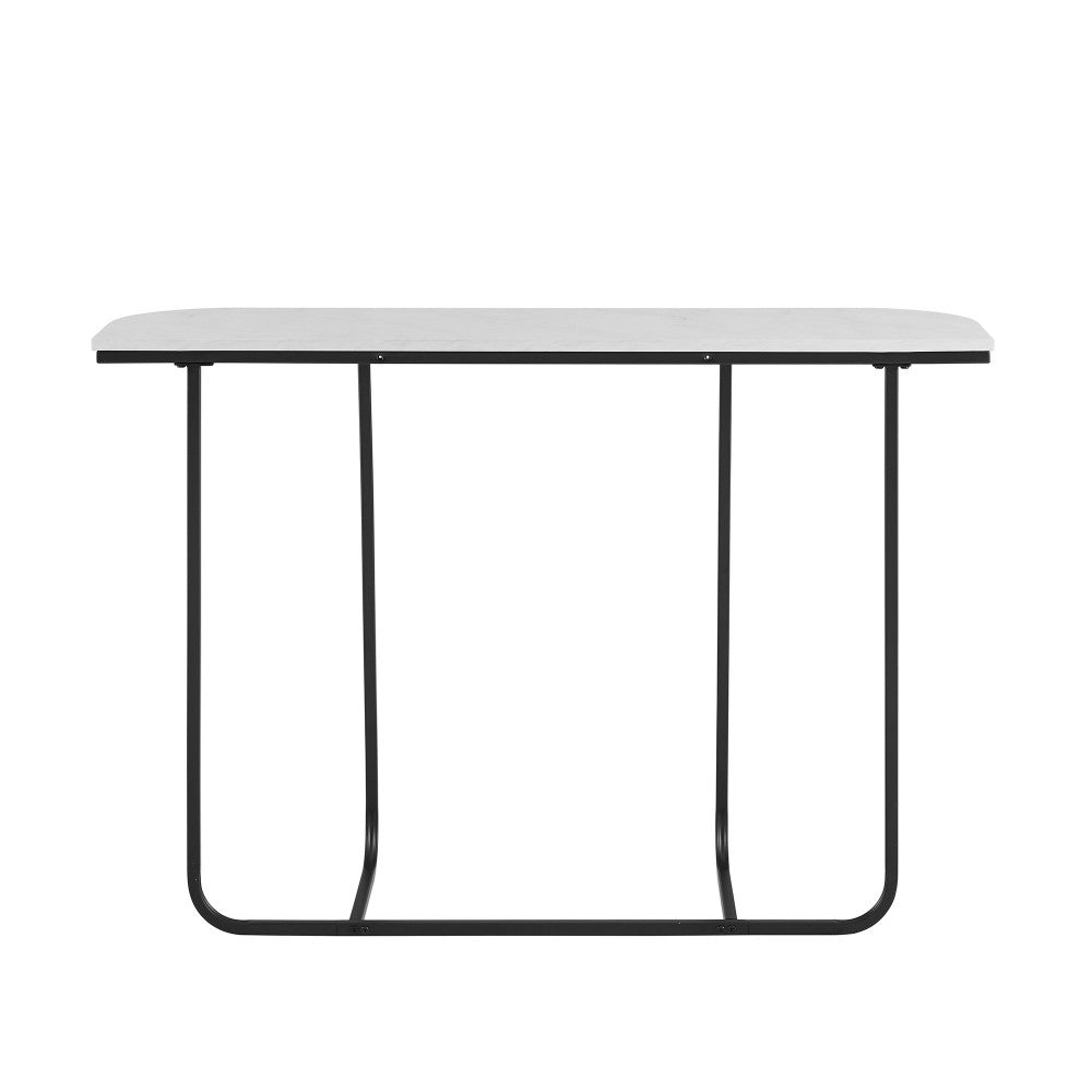 Harley 44" Modern Curved Entry Table - Faux White Marble/Gold