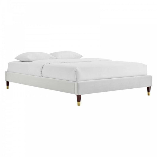 Harlow Full Performance Velvet Platform Bed Frame, Light Gray