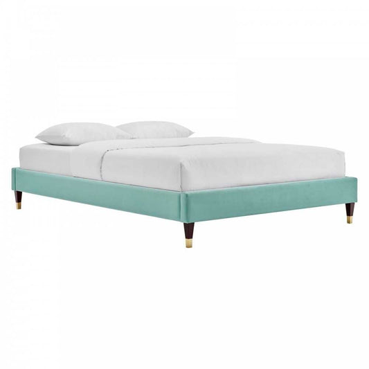 Harlow Full Performance Velvet Platform Bed Frame, Mint