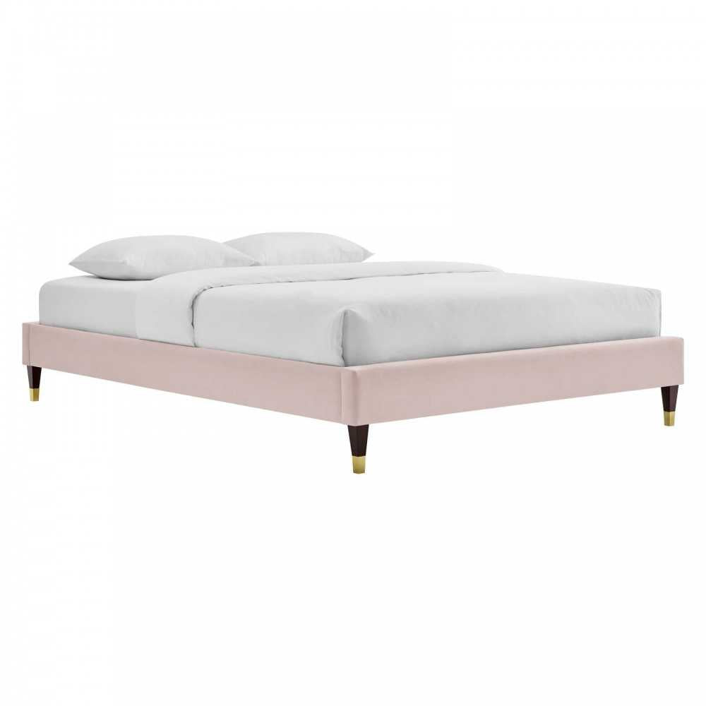 Harlow Full Performance Velvet Platform Bed Frame, Pink