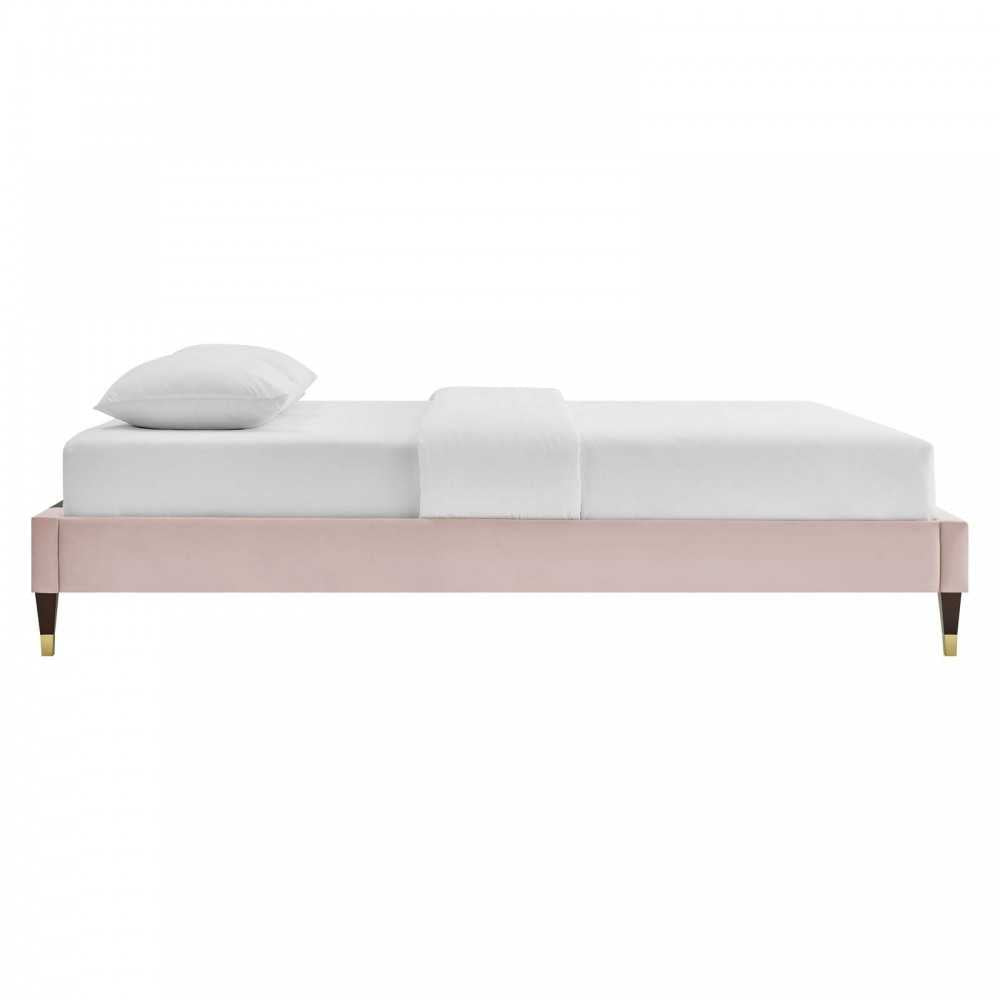 Harlow Full Performance Velvet Platform Bed Frame, Pink