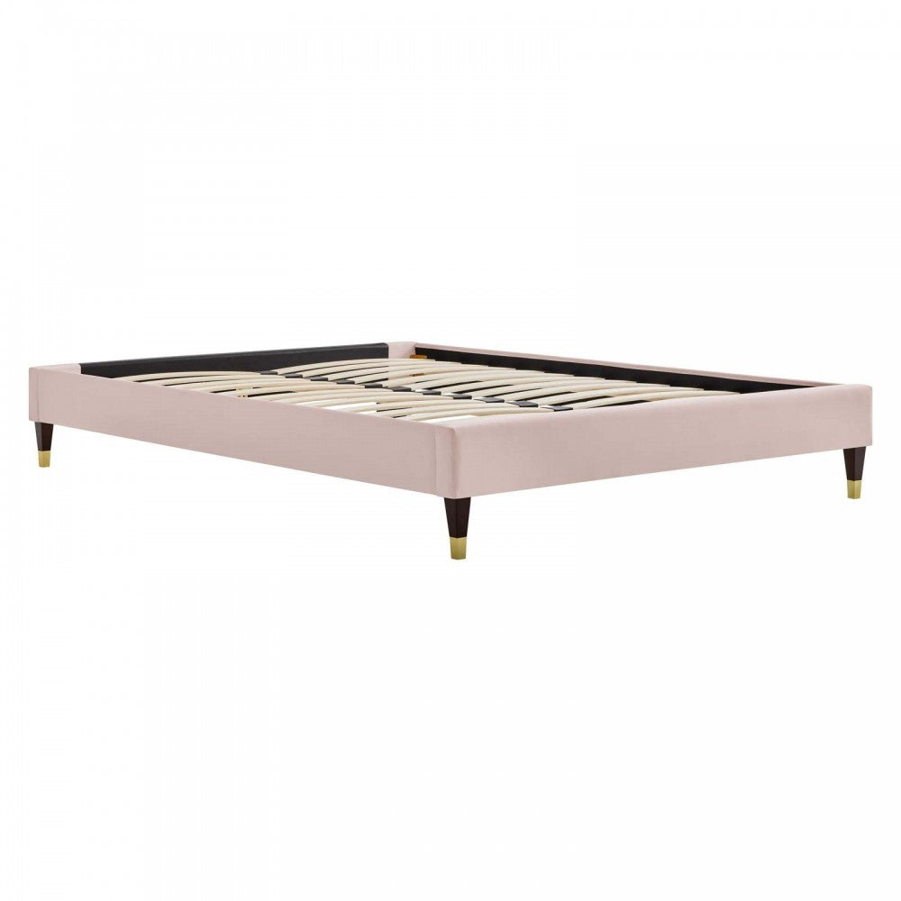 Harlow Full Performance Velvet Platform Bed Frame, Pink