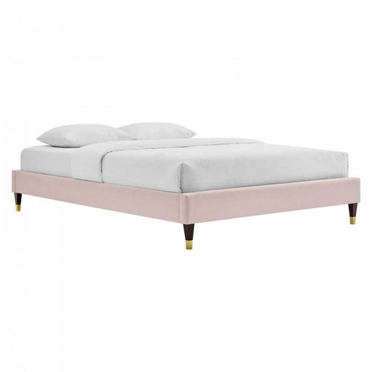 Harlow King Performance Velvet Platform Bed Frame, Pink