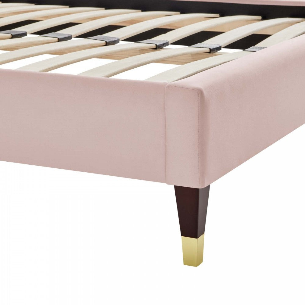 Harlow King Performance Velvet Platform Bed Frame, Pink