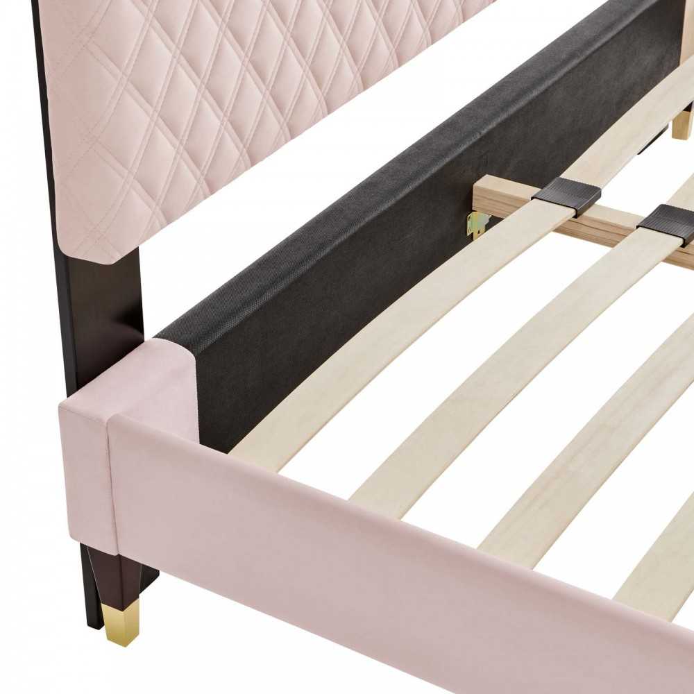 Harlow King Performance Velvet Platform Bed Frame, Pink