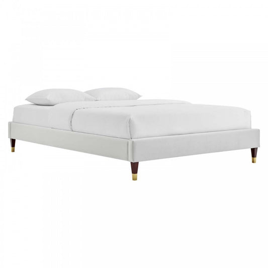 Harlow Twin Performance Velvet Platform Bed Frame, Light Gray