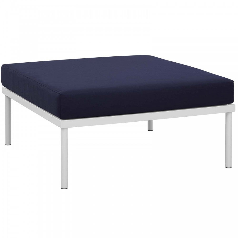 Harmony 10 Piece Outdoor Patio Aluminum Sectional Sofa Set, White Navy