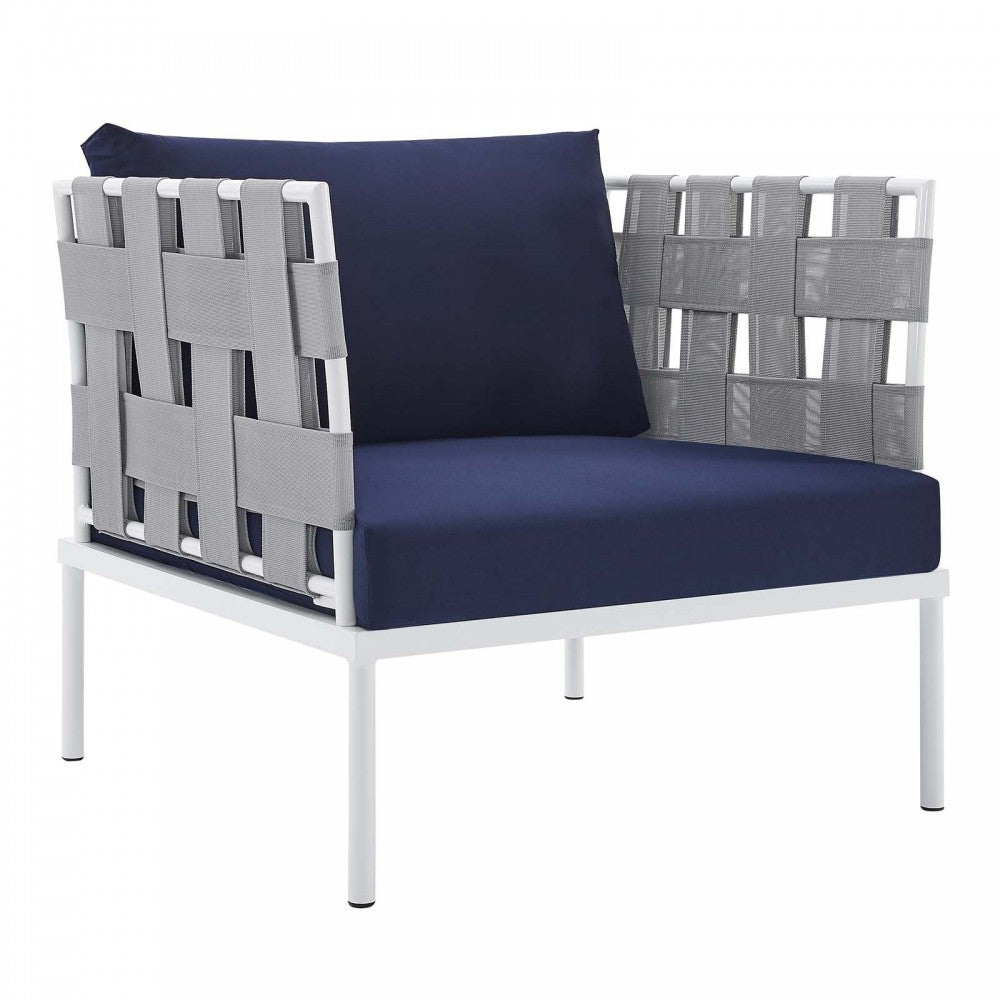 Harmony 10-Piece Sunbrella Outdoor Patio Aluminum Sectional Sofa Set, Gray Navy