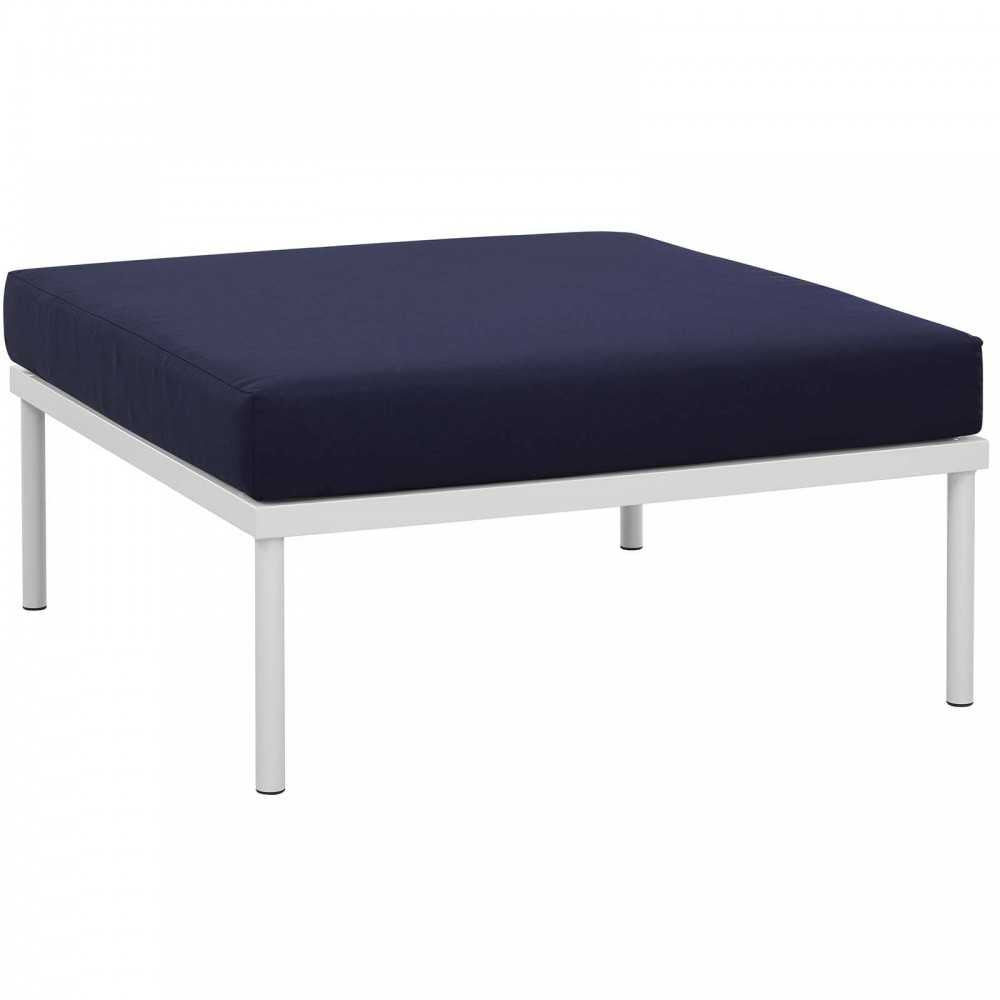 Harmony 3 Piece Outdoor Patio Aluminum Sectional Sofa Set, White Navy