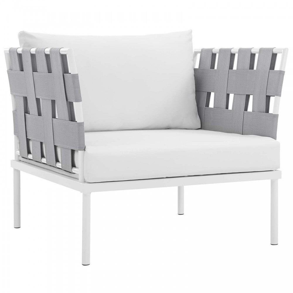 Harmony 3 Piece Outdoor Patio Aluminum Sectional Sofa Set, White White