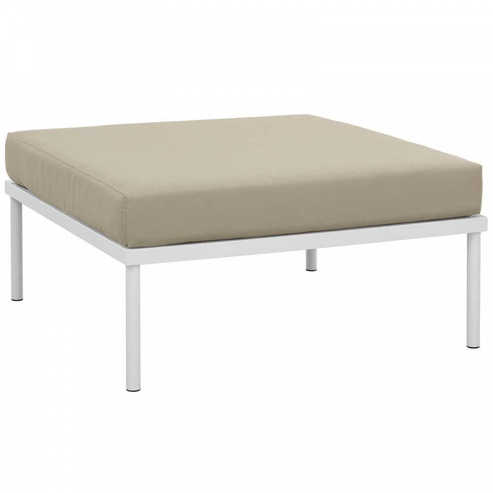 Harmony 3 Piece Outdoor Patio Aluminum Sectional Sofa Set, White Beige