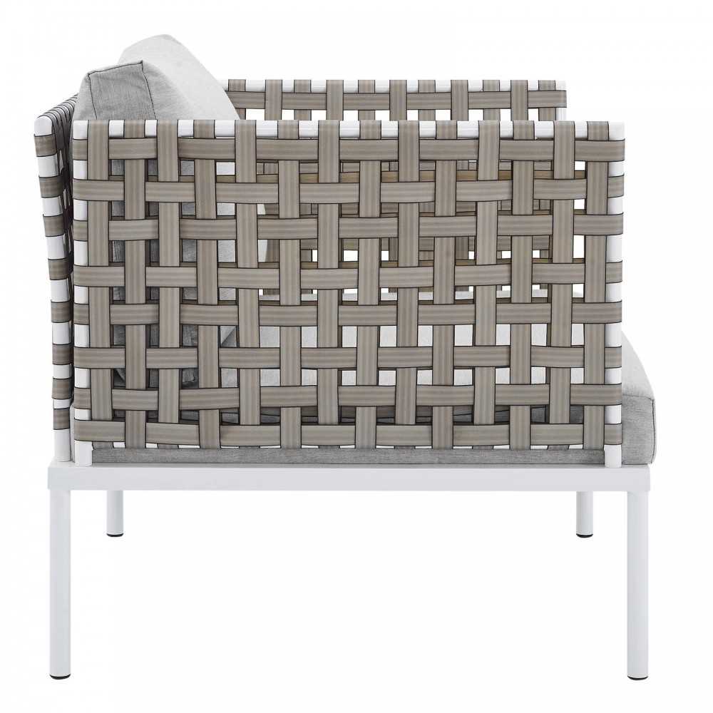 Harmony 3-Piece Sunbrella Basket Weave Outdoor Patio Aluminum Seating Set, Tan Gray