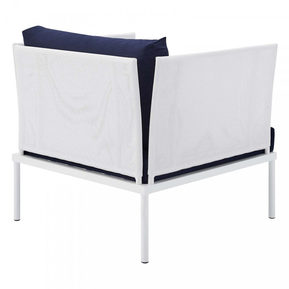 Harmony 3-Piece Sunbrella Outdoor Patio Aluminum Seating Set, White Navy