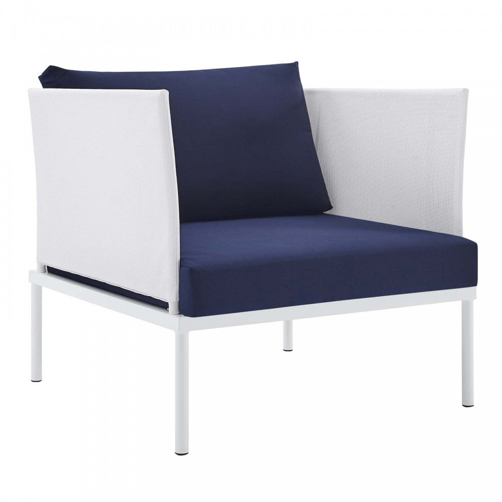 Harmony 3-Piece Sunbrella Outdoor Patio Aluminum Seating Set, White Navy