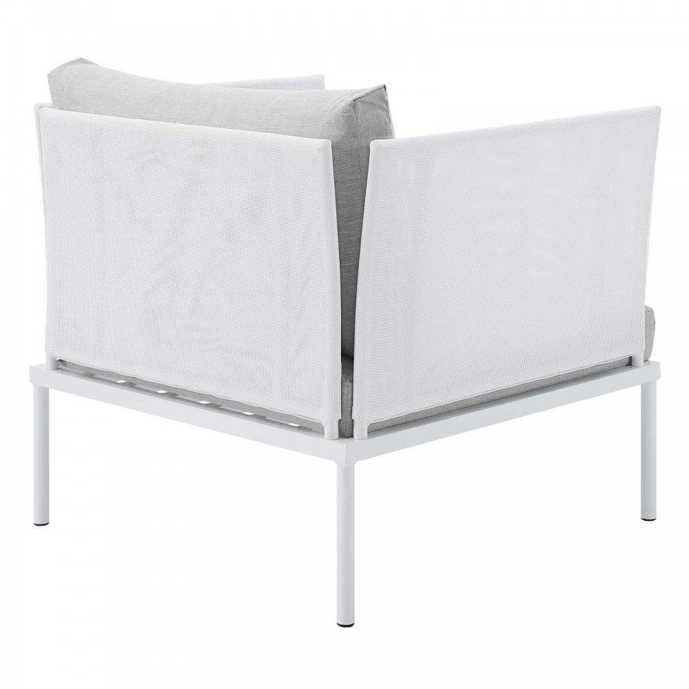 Harmony 3-Piece Sunbrella Outdoor Patio Aluminum Seating Set, White Gray