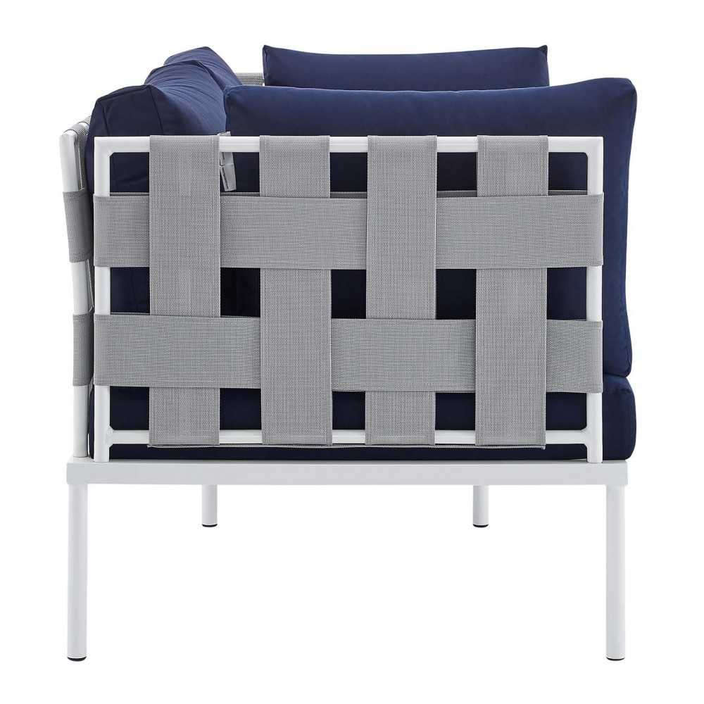 Harmony 4-Piece Sunbrella Outdoor Patio Aluminum Seating Set, Gray Navy