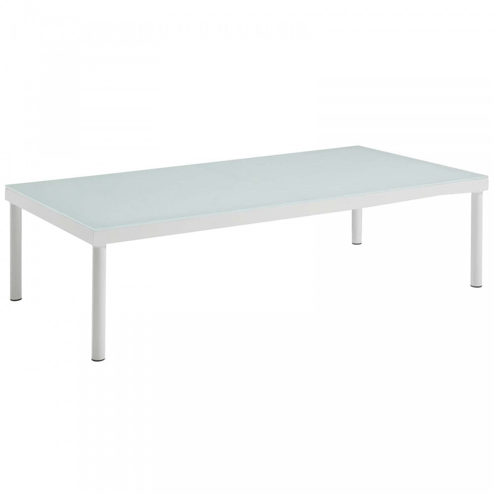 Harmony 5 Piece Outdoor Patio Aluminum Sectional Sofa Set, White Beige, EEI-2622-WHI-BEI-SET