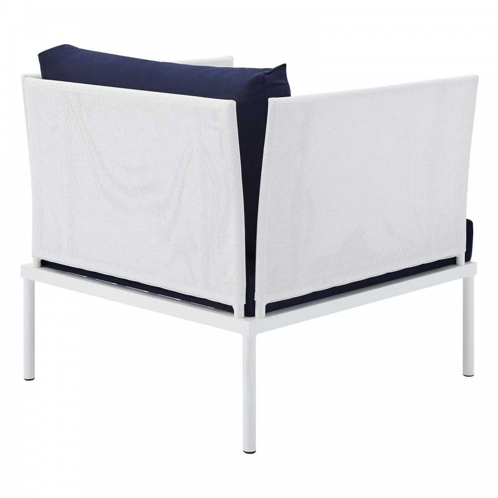 Harmony 5-Piece Sunbrella Outdoor Patio Aluminum Furniture Set, White Navy