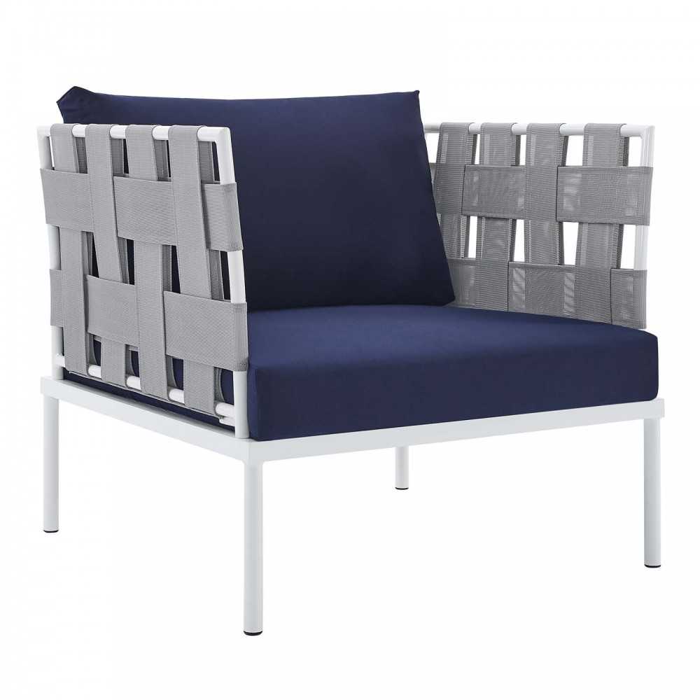 Harmony 5-Piece Sunbrella Outdoor Patio Aluminum Furniture Set, Gray Navy