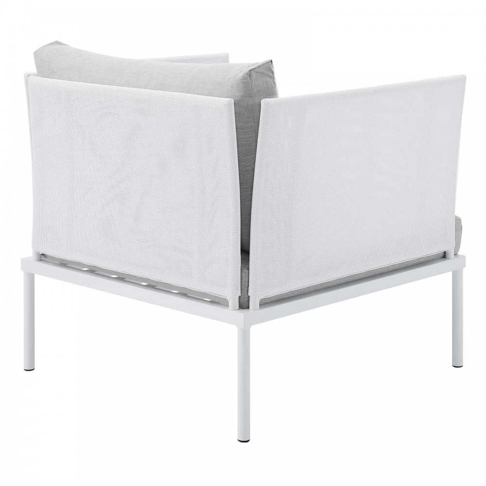 Harmony 5-Piece Sunbrella Outdoor Patio Aluminum Furniture Set, White Gray