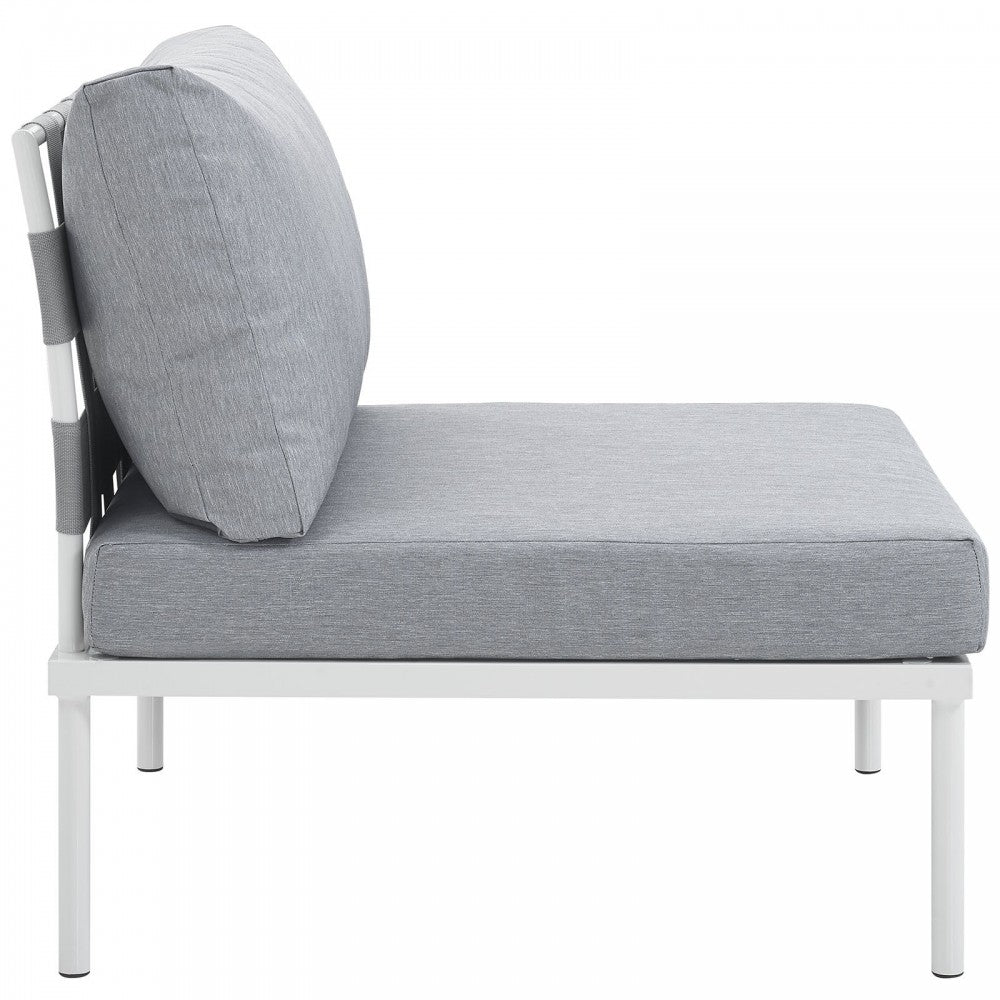 Harmony Armless Outdoor Patio Aluminum Chair, White Gray
