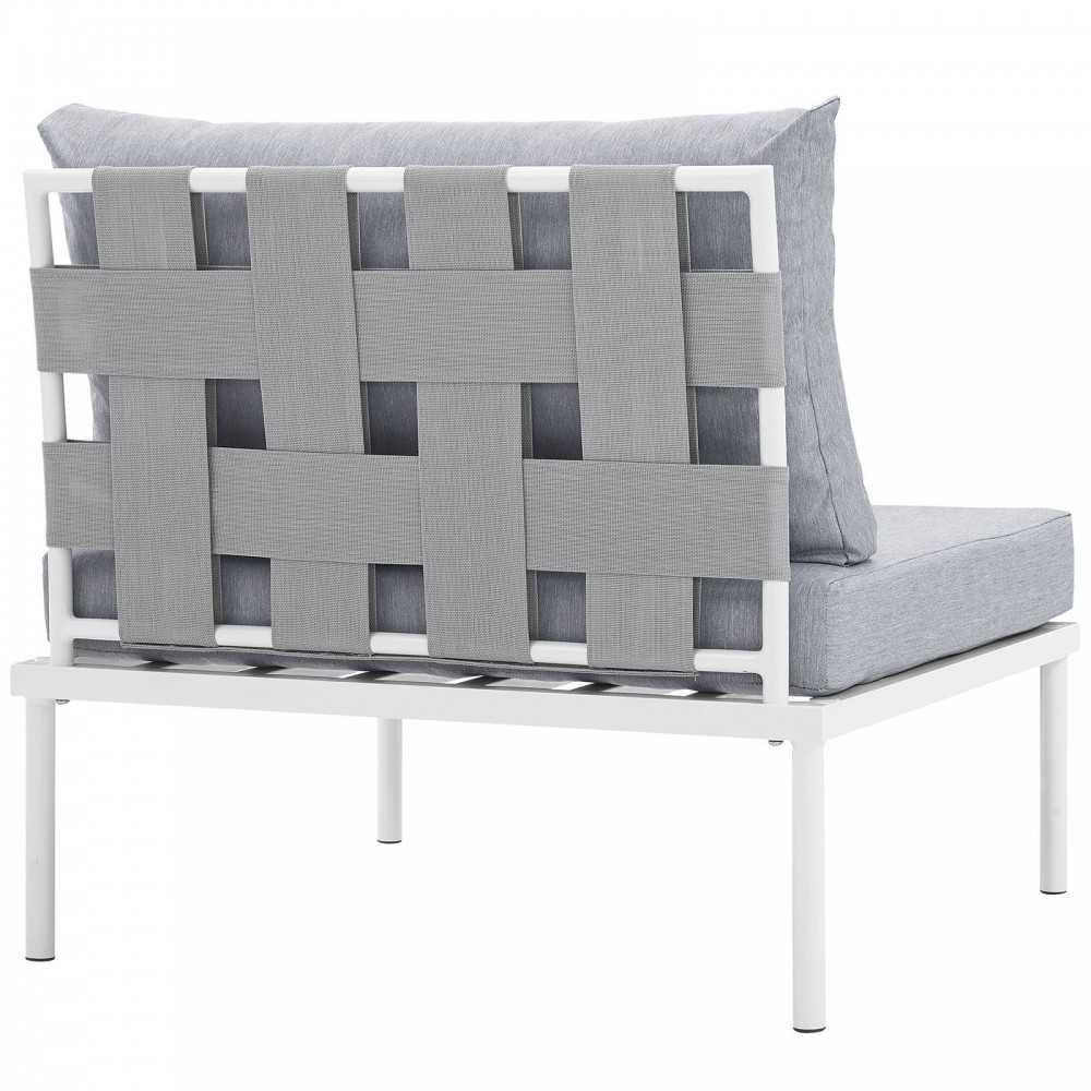 Harmony Armless Outdoor Patio Aluminum Chair, White Gray