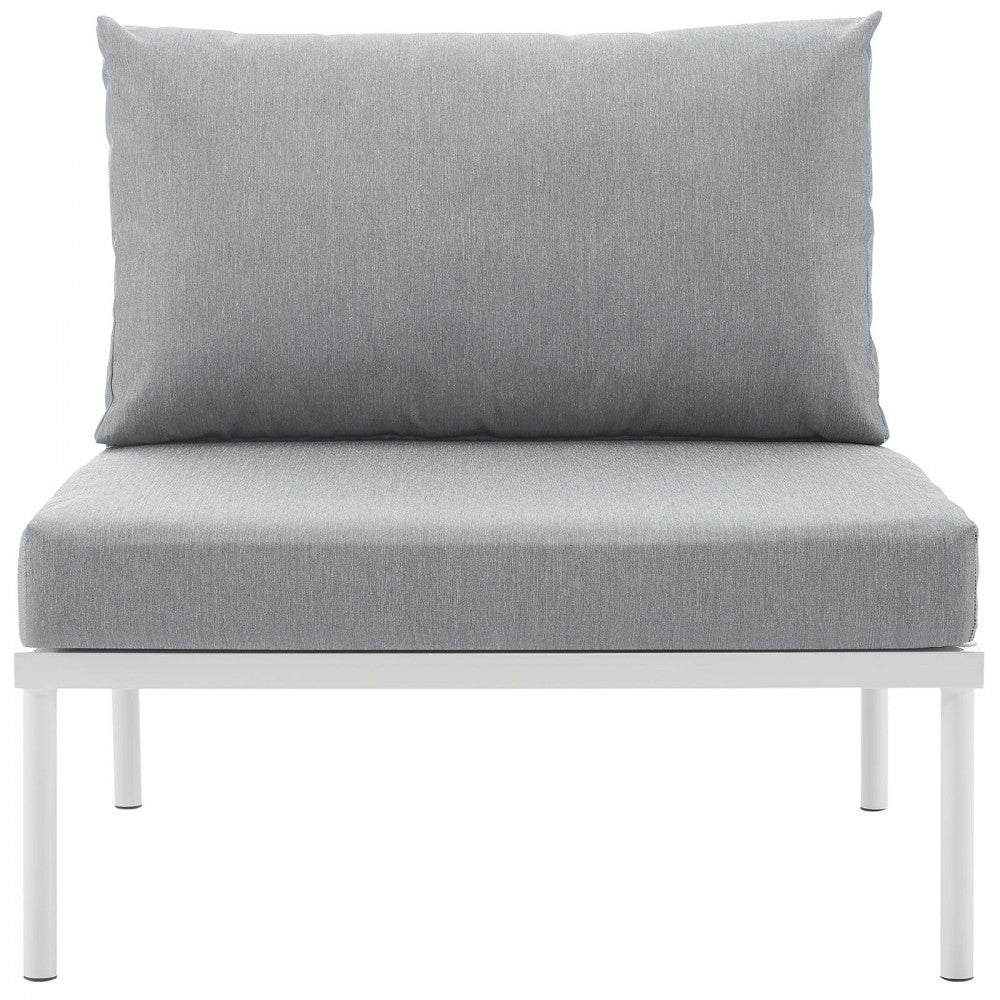 Harmony Armless Outdoor Patio Aluminum Chair, White Gray