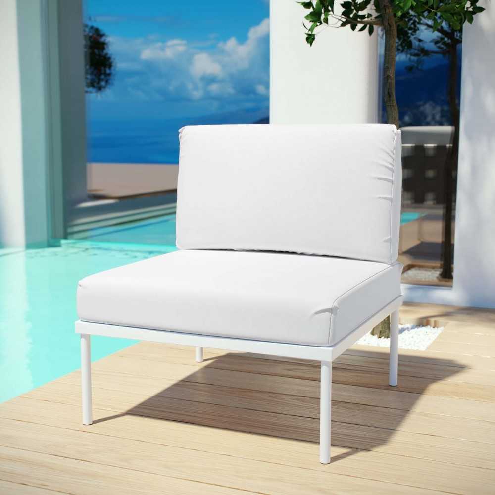 Harmony Armless Outdoor Patio Aluminum Chair, White White