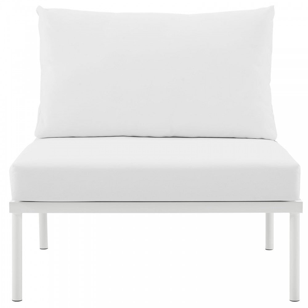 Harmony Armless Outdoor Patio Aluminum Chair, White White