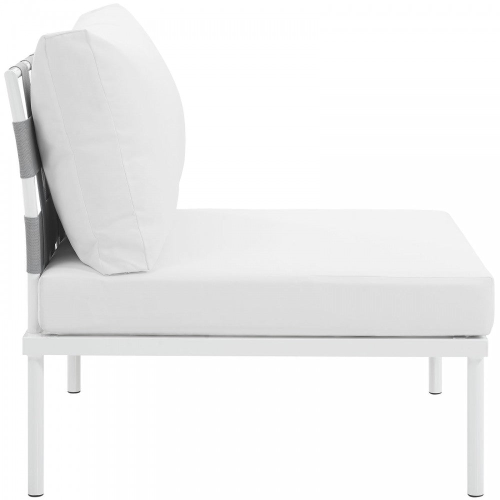 Harmony Armless Outdoor Patio Aluminum Chair, White White