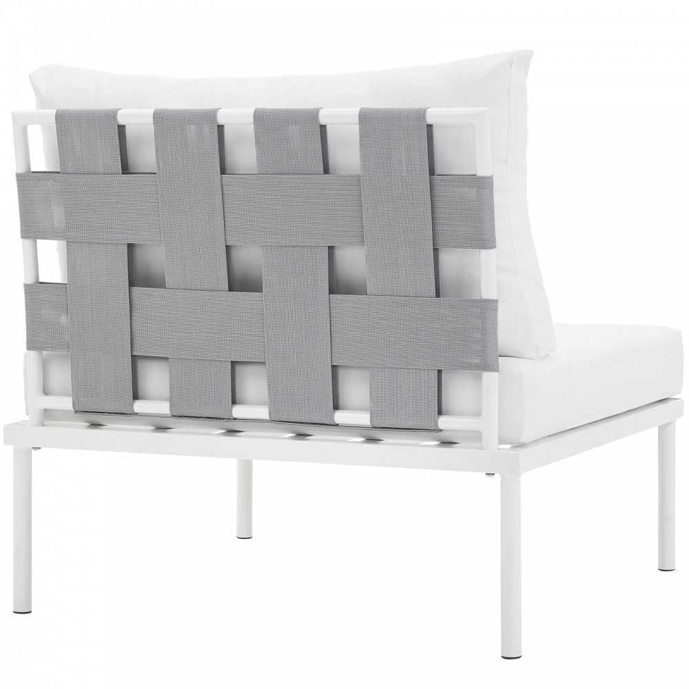 Harmony Armless Outdoor Patio Aluminum Chair, White White