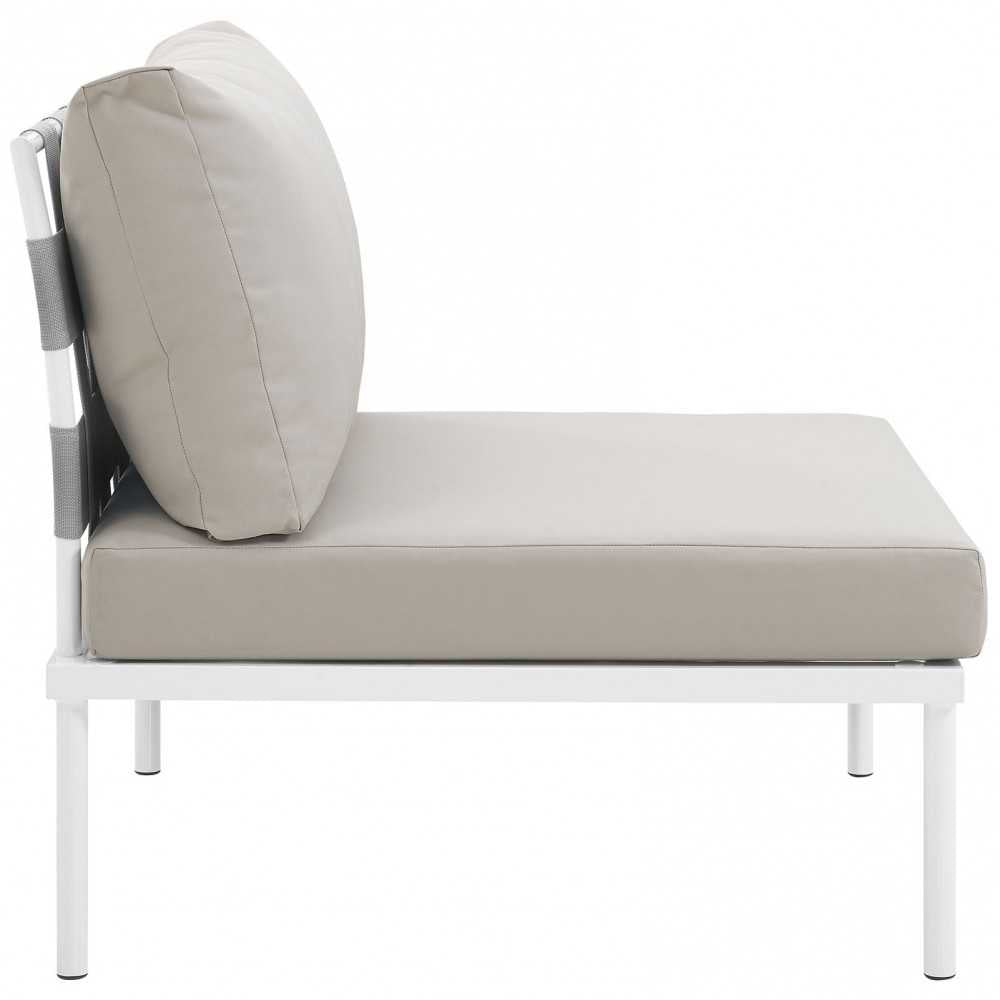 Harmony Armless Outdoor Patio Aluminum Chair, White Beige